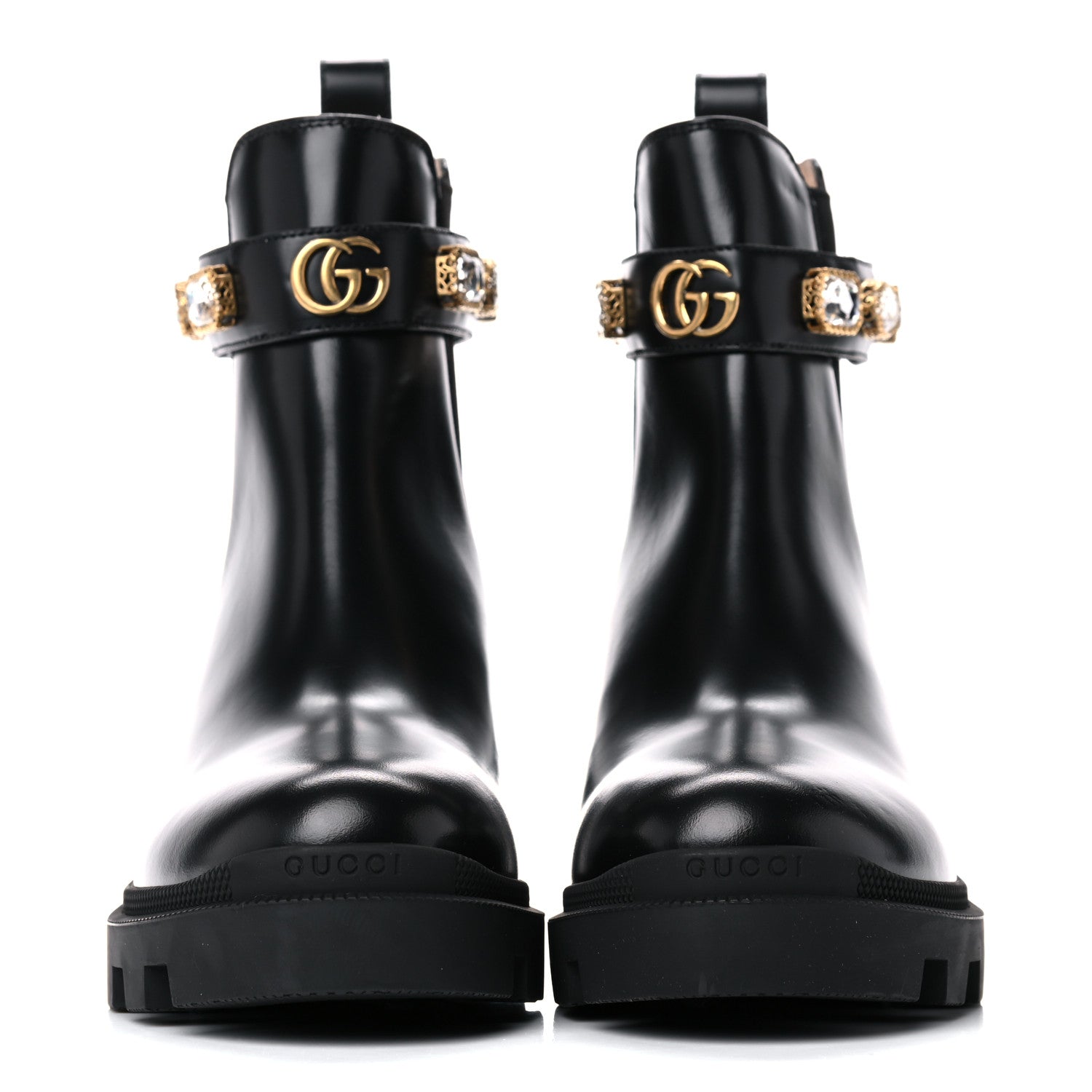 Gucci Calfskin Crystal GG Trip Chelsea Ankle Boots 39 Black 2 of 13