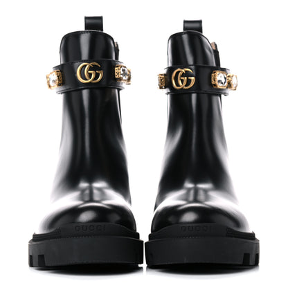 Gucci Calfskin Crystal GG Trip Chelsea Ankle Boots 39 Black 2 of 13