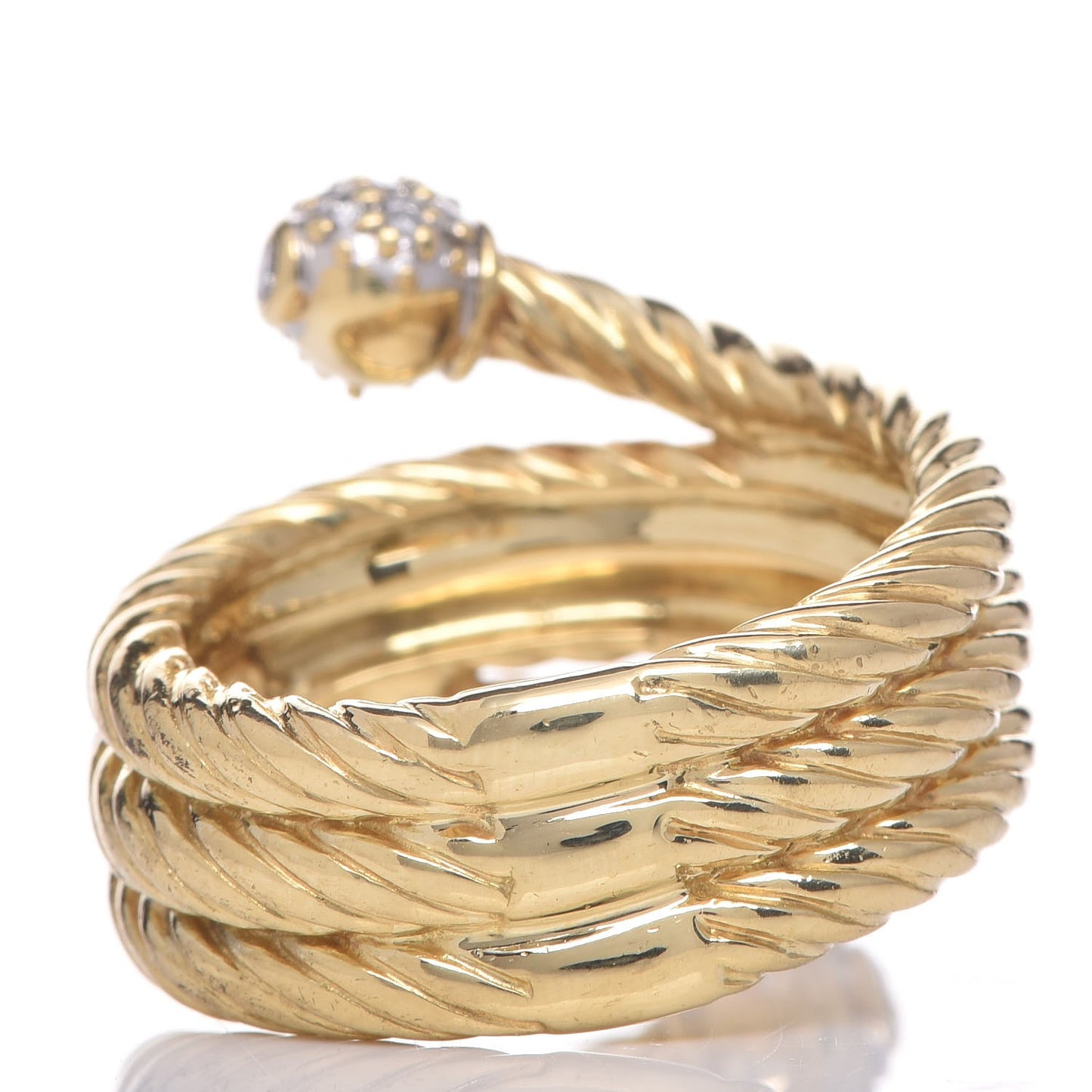 18K Yellow Gold Diamond Triple Bypass Ring 54 6.75