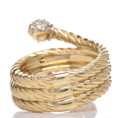 David Yurman 18K Yellow Gold Diamond Triple Bypass Ring 54 6.75 4 of 6