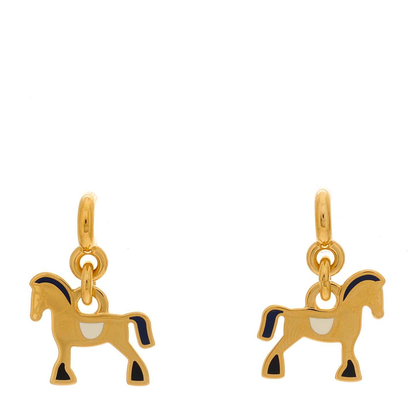 Metal Lacquered Cheval Earrings Gold Orfevre