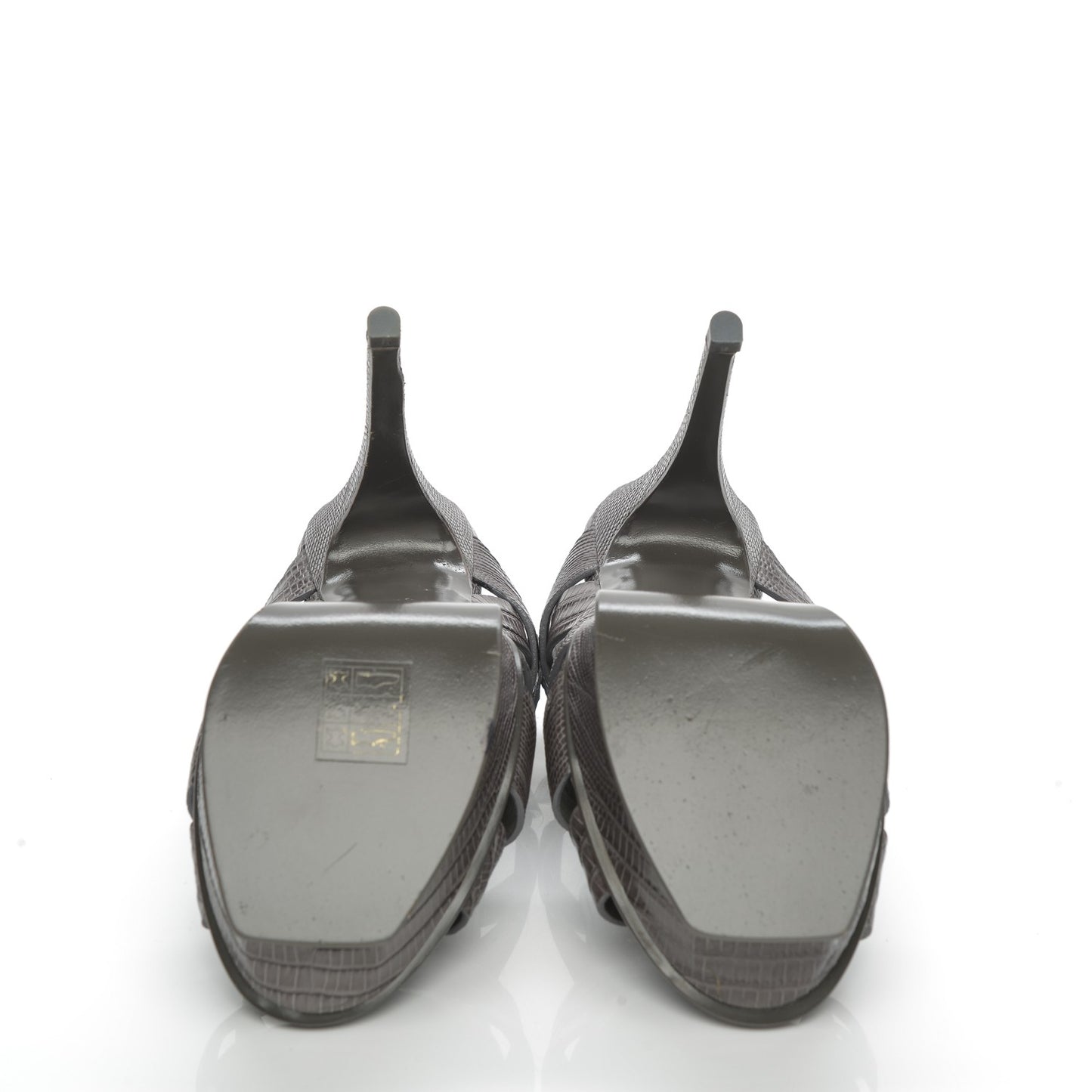Calfskin Lizard Embossed Tribute 105 Platform Sandals 35 Earth