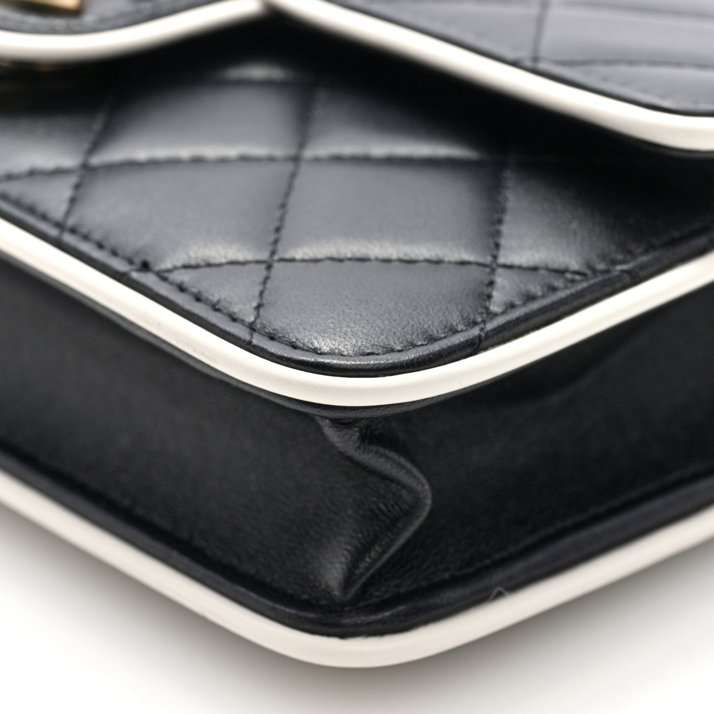 Lambskin Quilted Resin CC Mini Flap Bag Black White