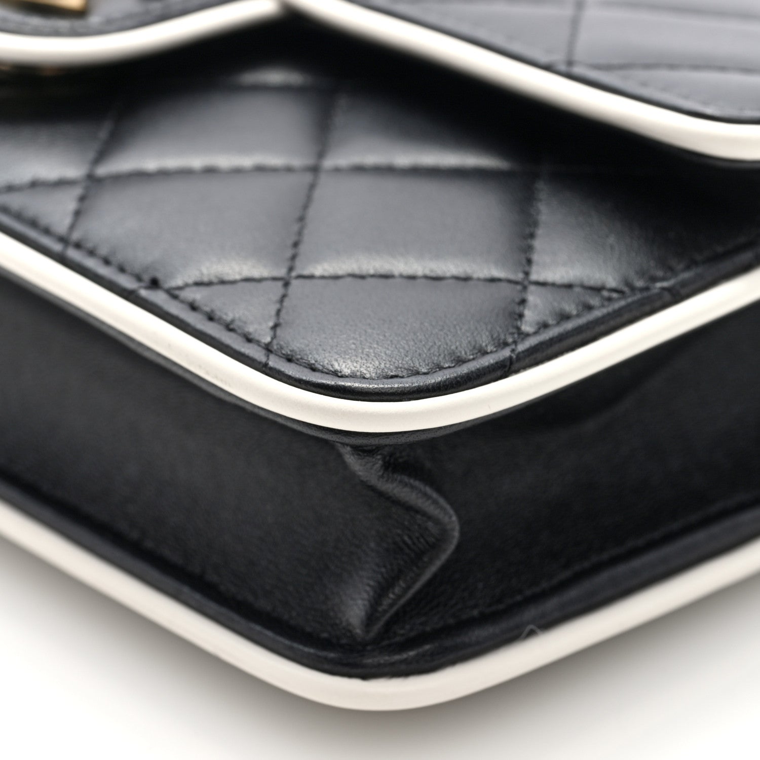 Chanel Lambskin Quilted Resin CC Mini Flap Bag Black White 10 of 10