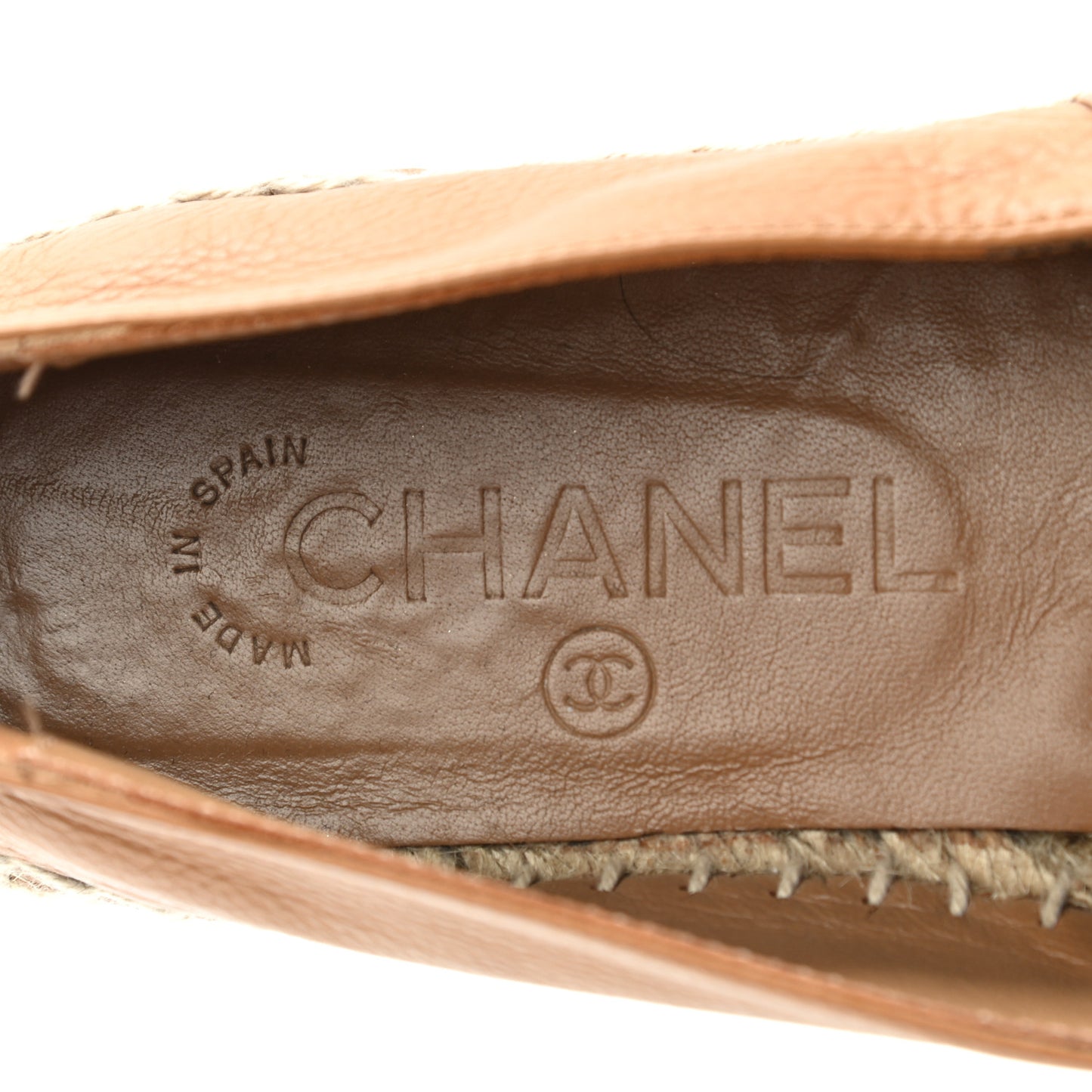 Calfskin CC Espadrilles 37 Light Brown