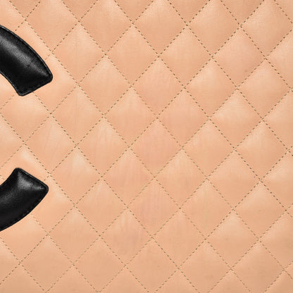 Chanel Calfskin Quilted Large Cambon Tote Beige Black 8 of 14