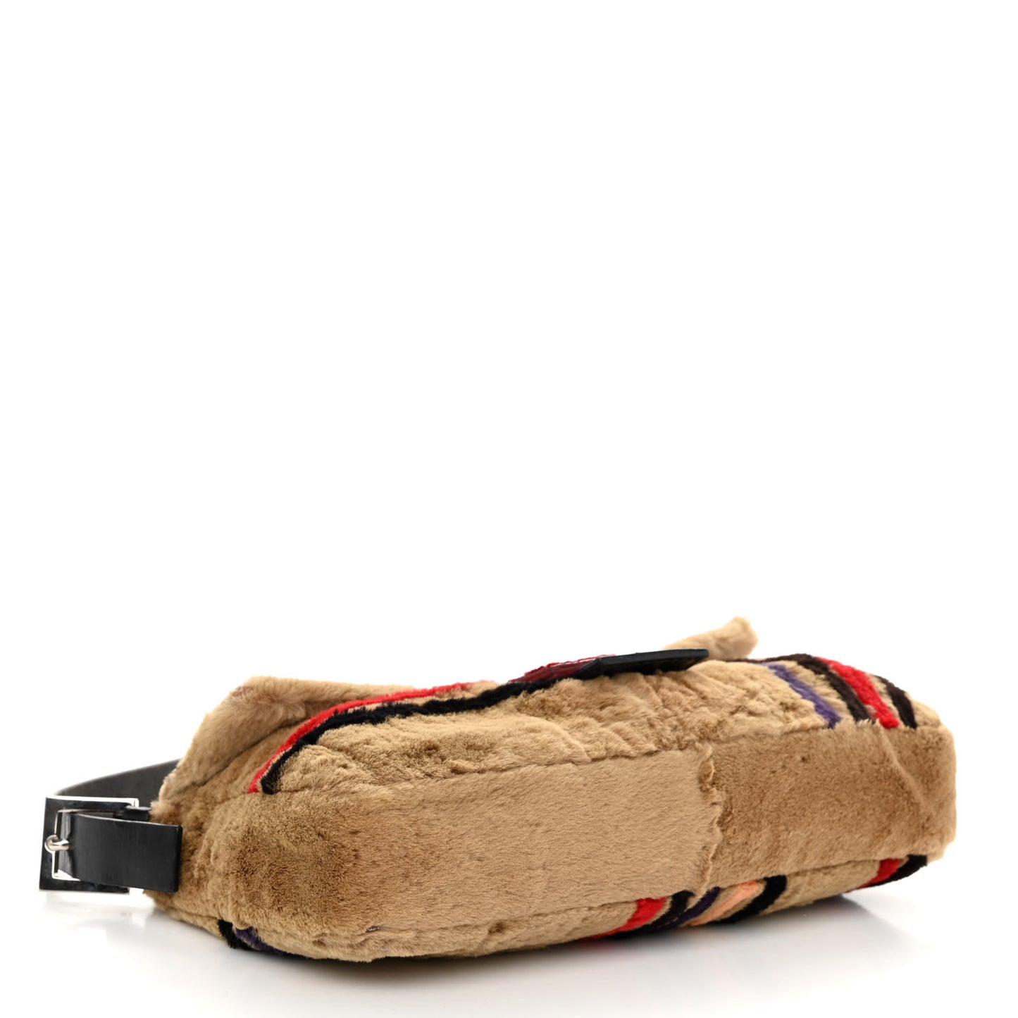 Rabbit Fur Striped Baguette Multicolor
