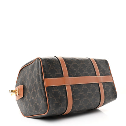Celine Triomphe Canvas Calfskin Boston Bag Tan 4 of 10