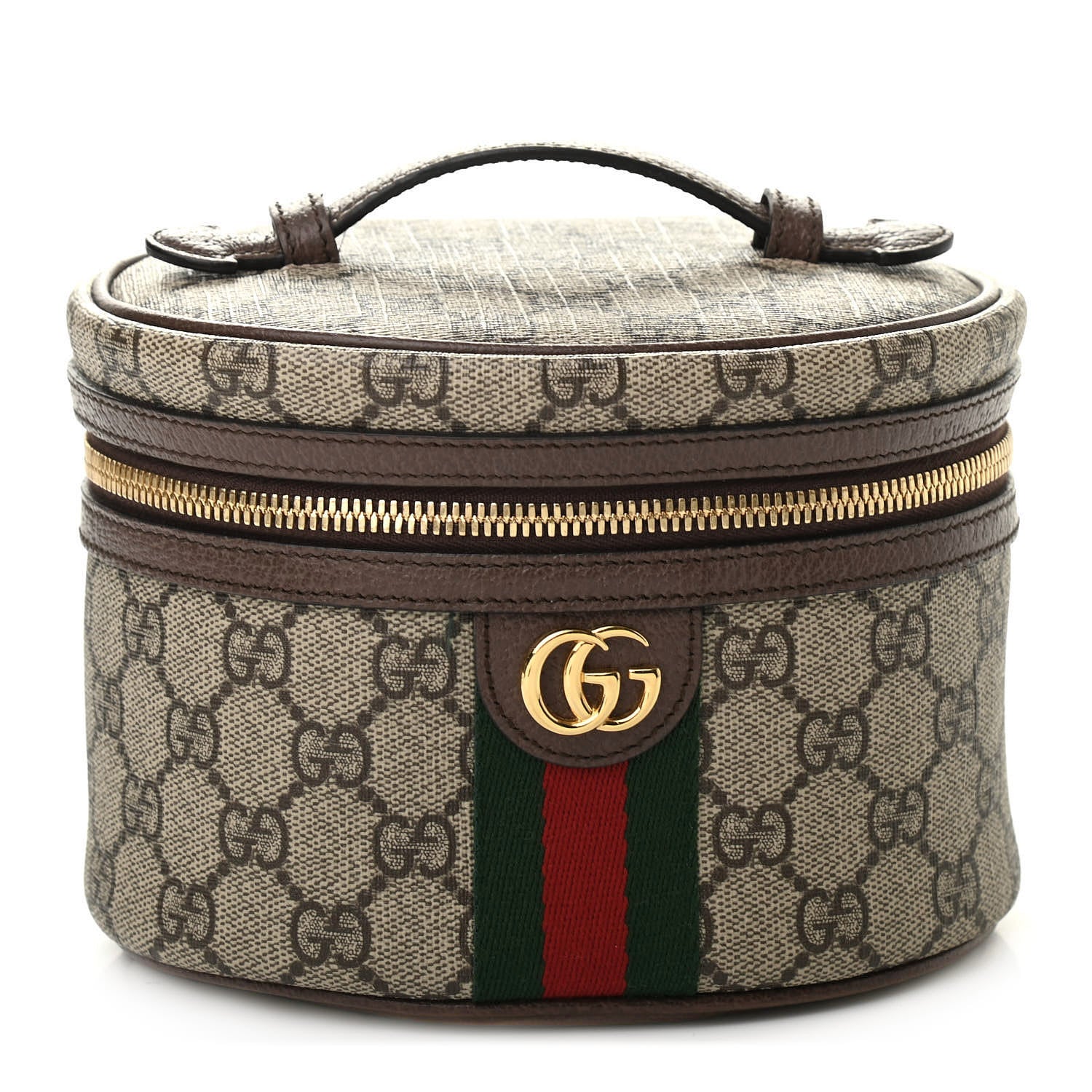Gucci GG Supreme Monogram Textured Calfskin Web Ophidia Vanity Cosmetic Case Beige Ebony New Acero 1 of 7
