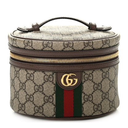 Gucci GG Supreme Monogram Textured Calfskin Web Ophidia Vanity Cosmetic Case Beige Ebony New Acero 1 of 7