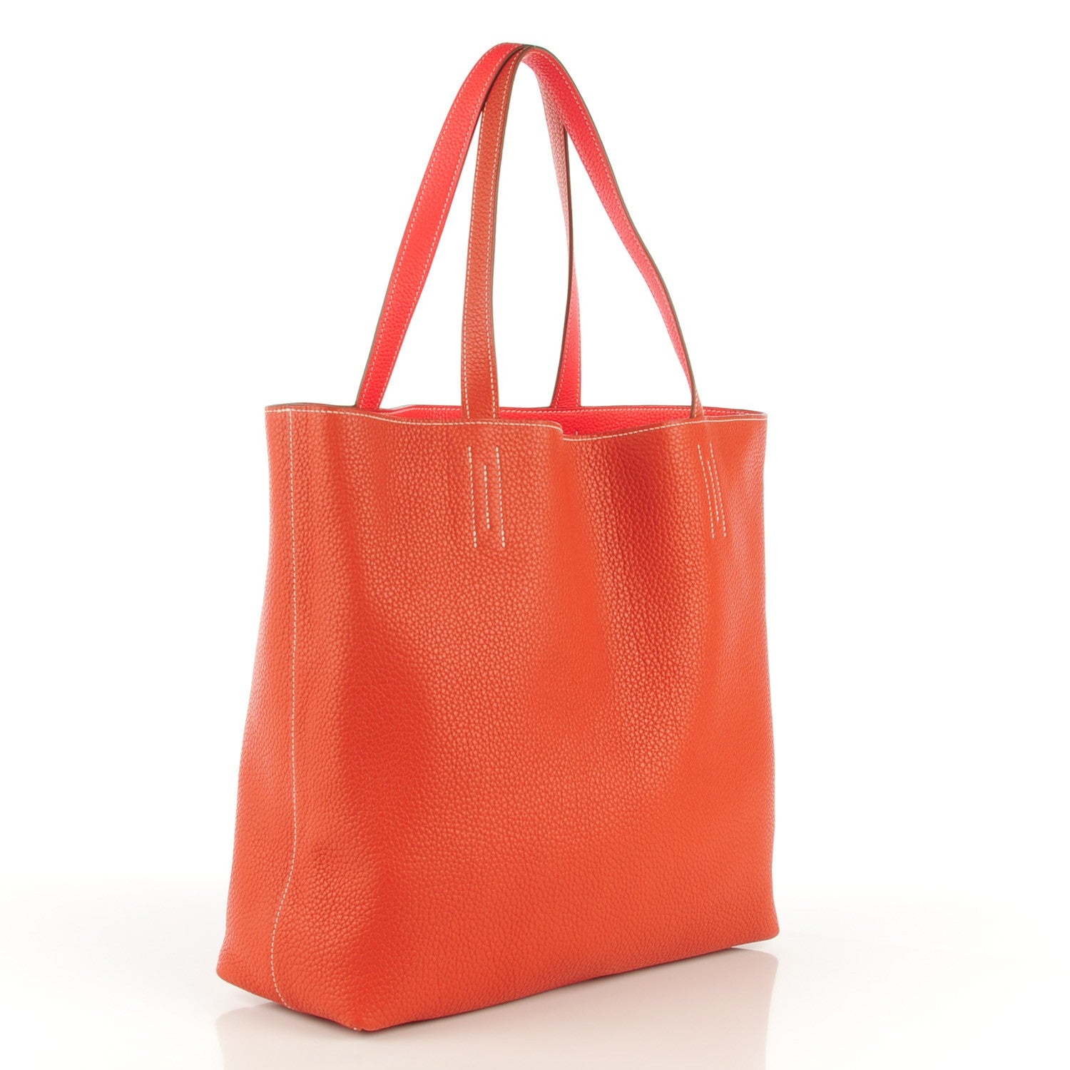 Hermes Taurillon Clemence Double Sens 45 Reversible Tote Peony Sanguine 6 of 10
