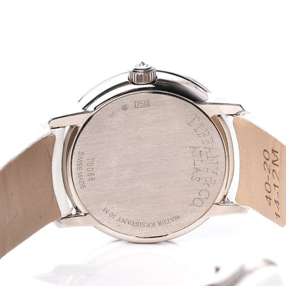 Tiffany 18K White Gold Satin Diamond Mother of Pearl 26mm Atlas Round Cocktail Quartz Watch 5 of 7