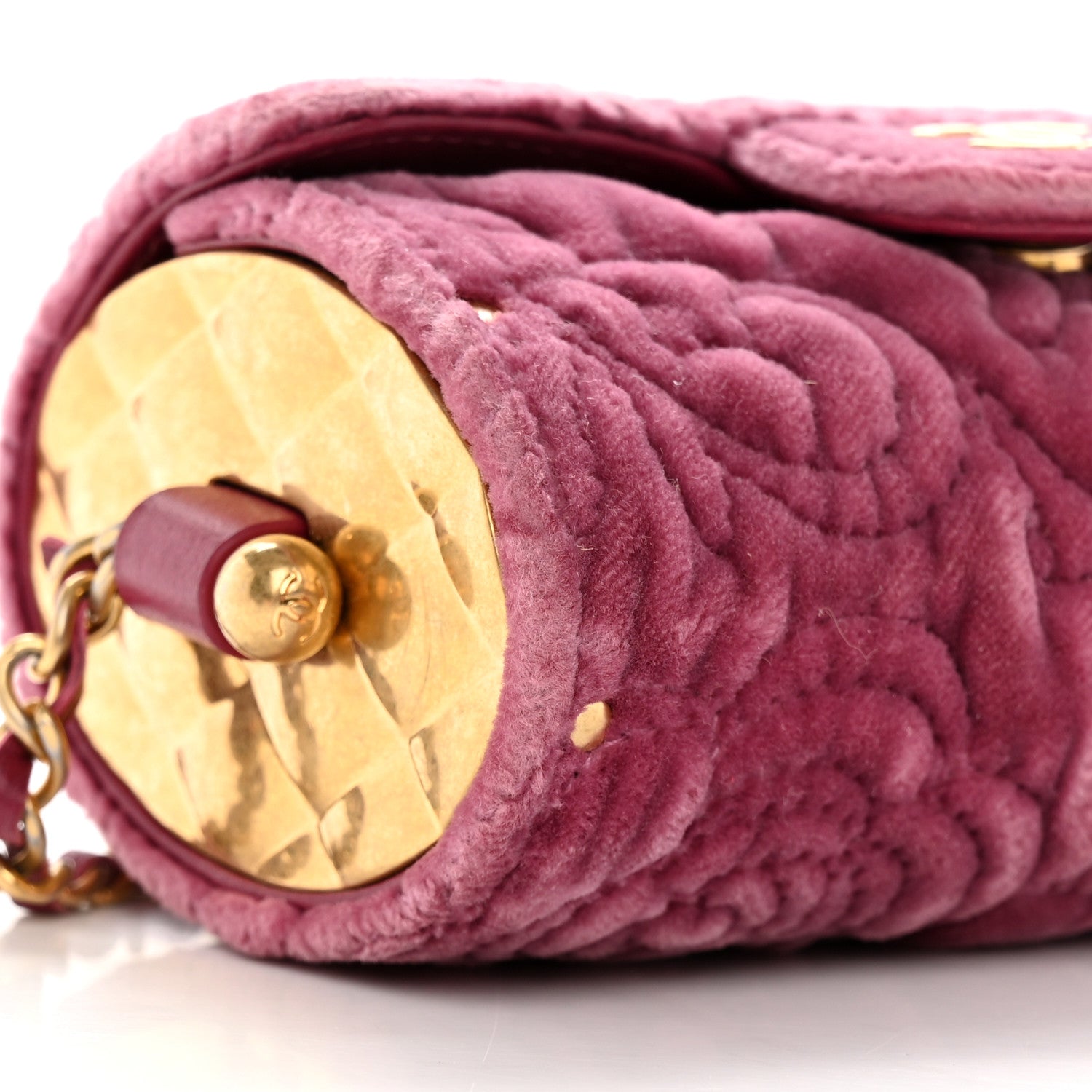 Chanel Velvet Camellia Embossed Jewel Belt Card Holder With Chain Pink 8 of 13
