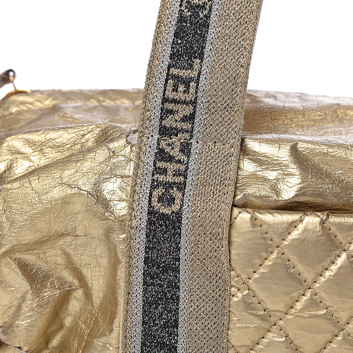 Metallic Coated Canvas Sport Duffle Gold