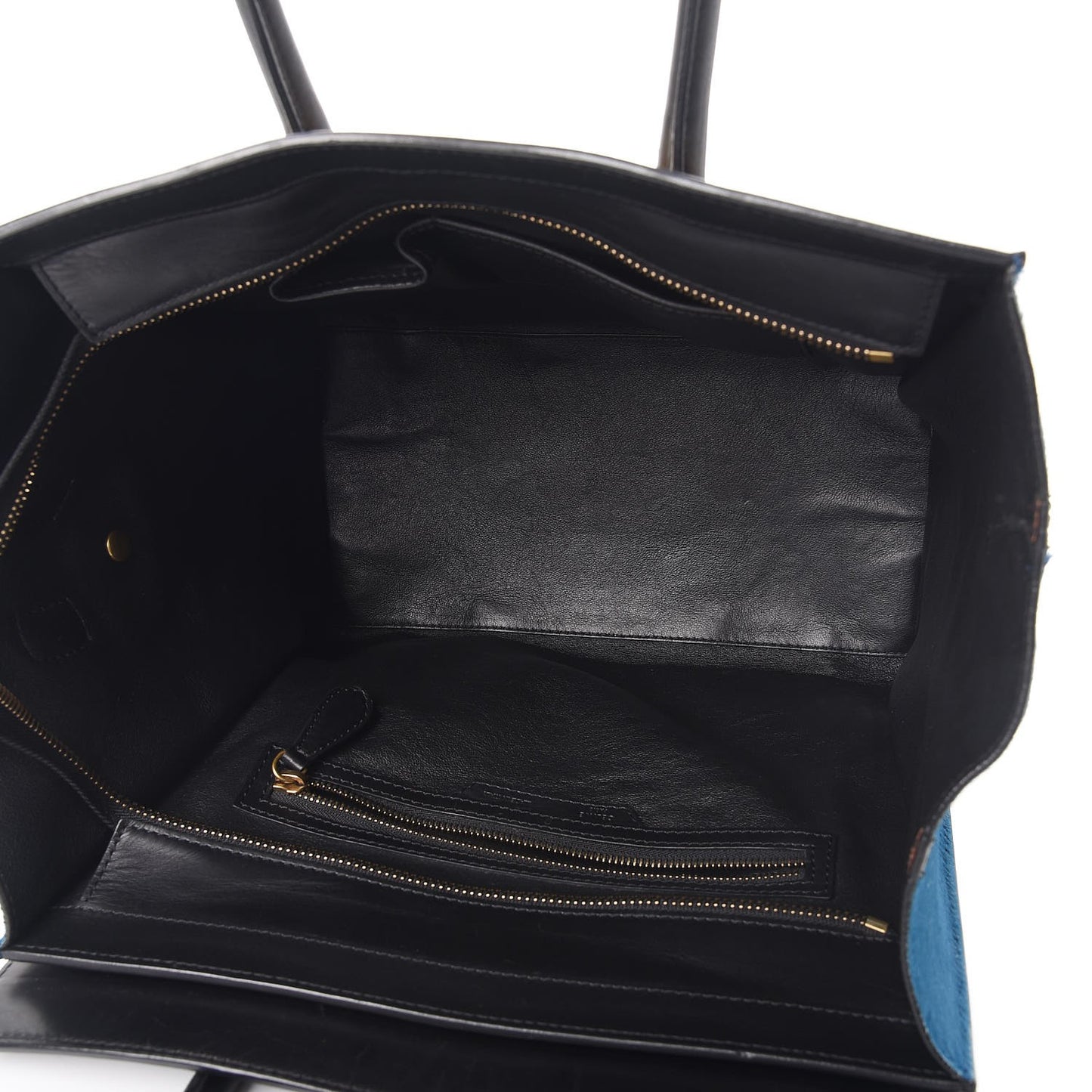 Pony Hair Tri-color Mini Luggage Royal Blue