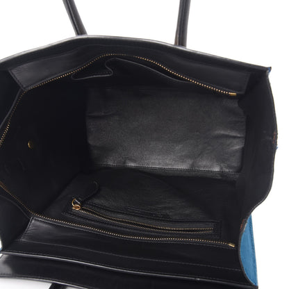 Celine Pony Hair Tri-color Mini Luggage Royal Blue 5 of 7