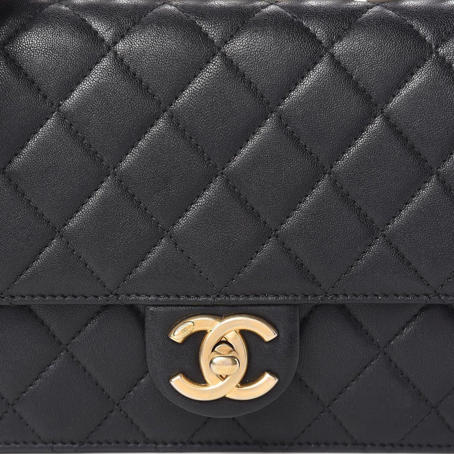 Lambskin Quilted Small Chic Pearls Flap Black