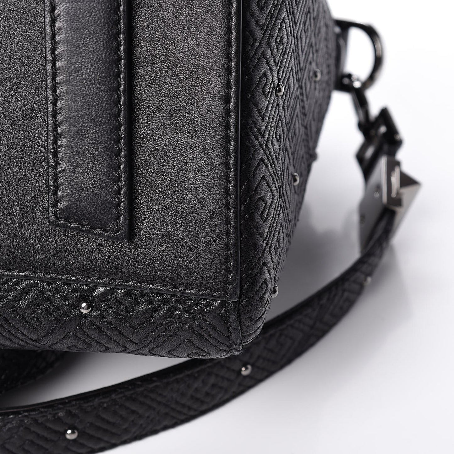 Lambskin Logo Embossed Small Studded Antigona Black