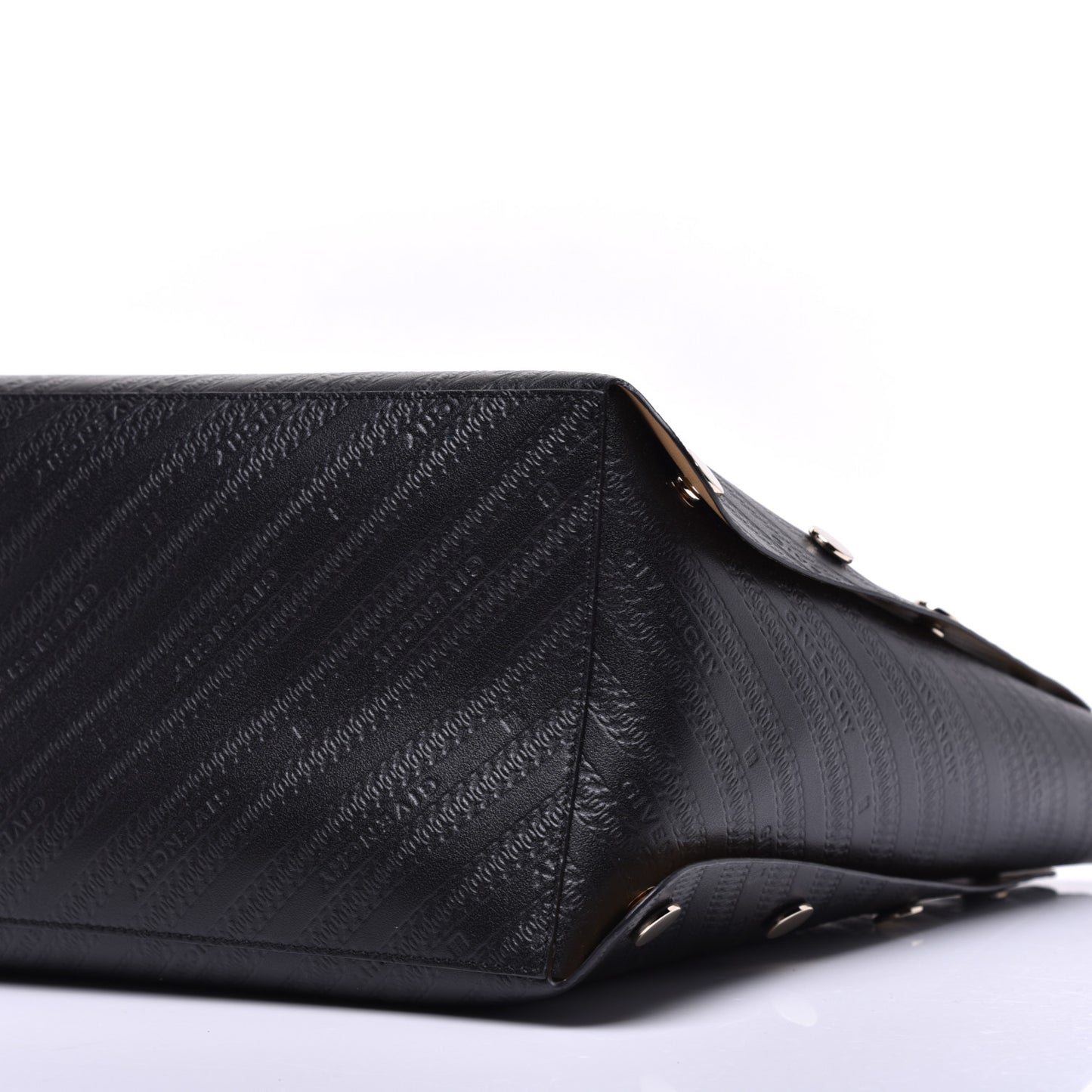 Calfskin Chain Embossed Medium Bond Shopper Tote Black