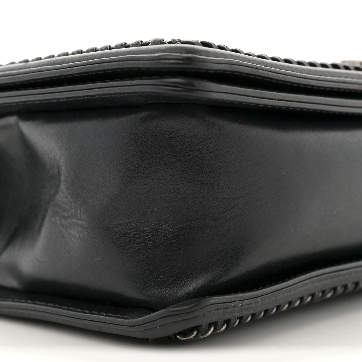 Calfskin Quilted Medium Top Handle Boy Flap Black