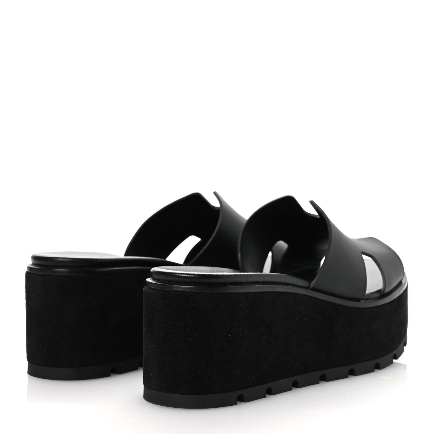 Hermes Calfskin Suede Goatskin Eze 30 Sandals 39 Black 5 of 10