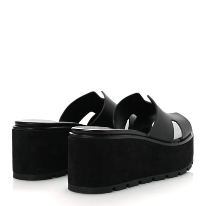 Hermes Calfskin Suede Goatskin Eze 30 Sandals 39 Black 5 of 10