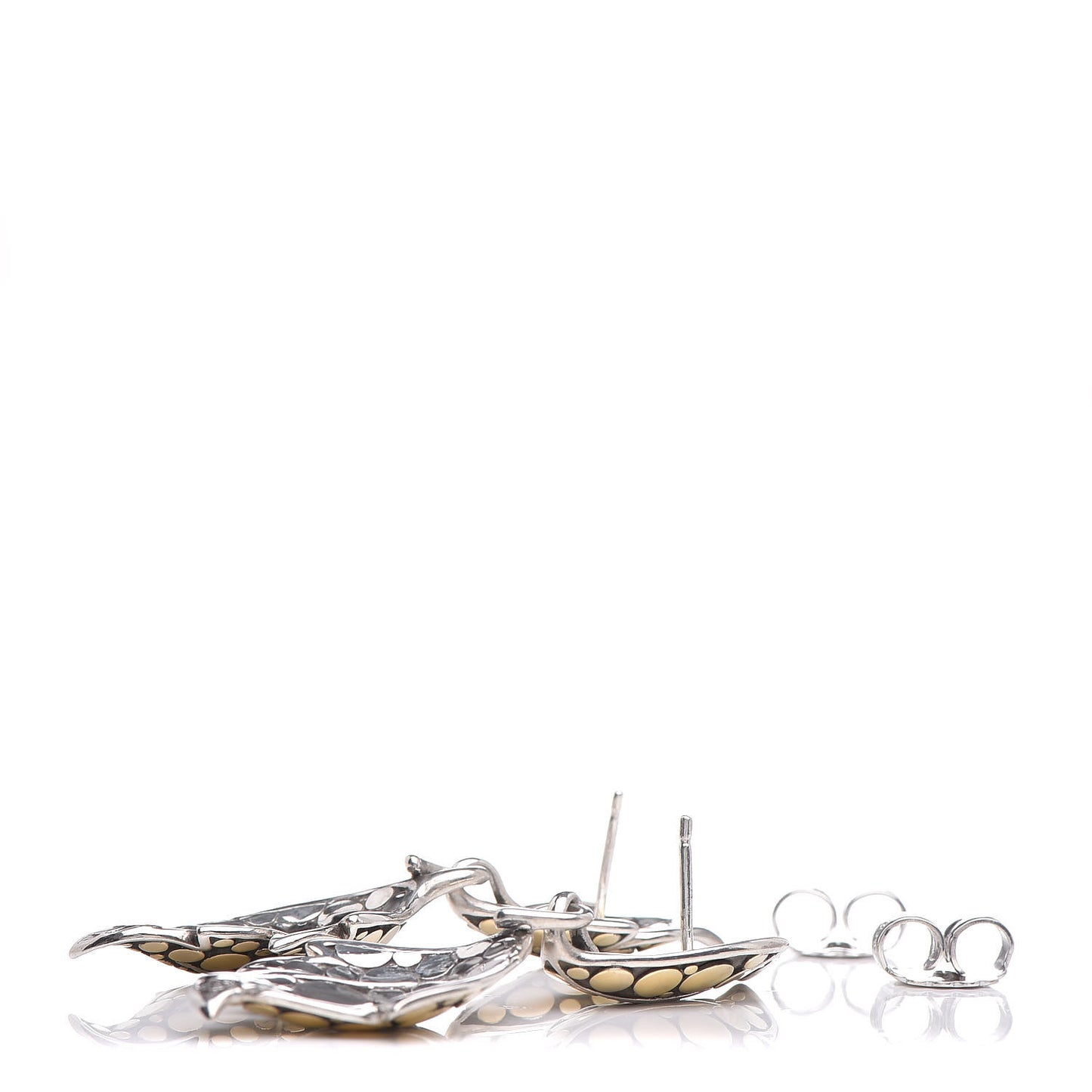 Sterling Silver 18K Yellow Gold Ayu Leaf Drop Earrings