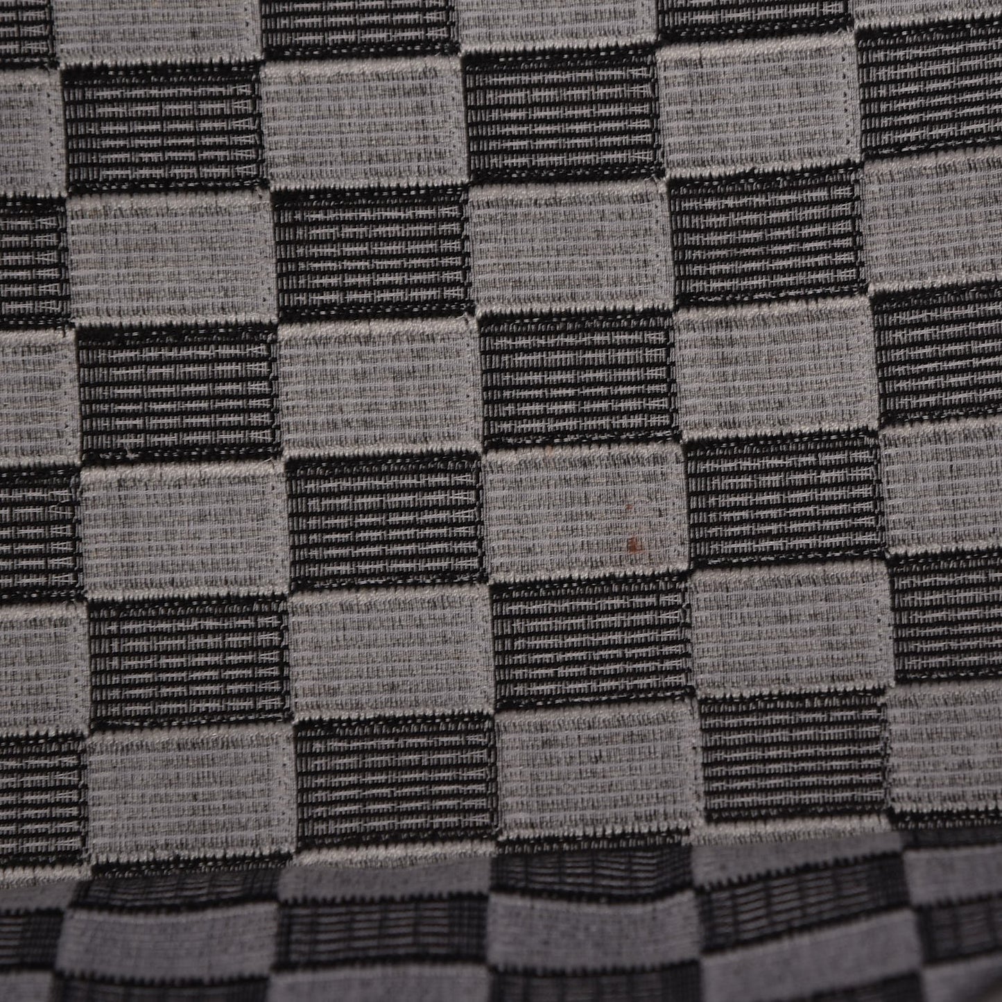 Canvas Embroidered Checkered Book Tote Black White