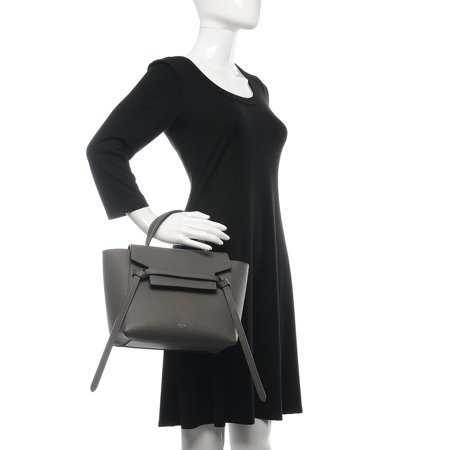 Grained Calfskin Micro Belt Bag Grey
