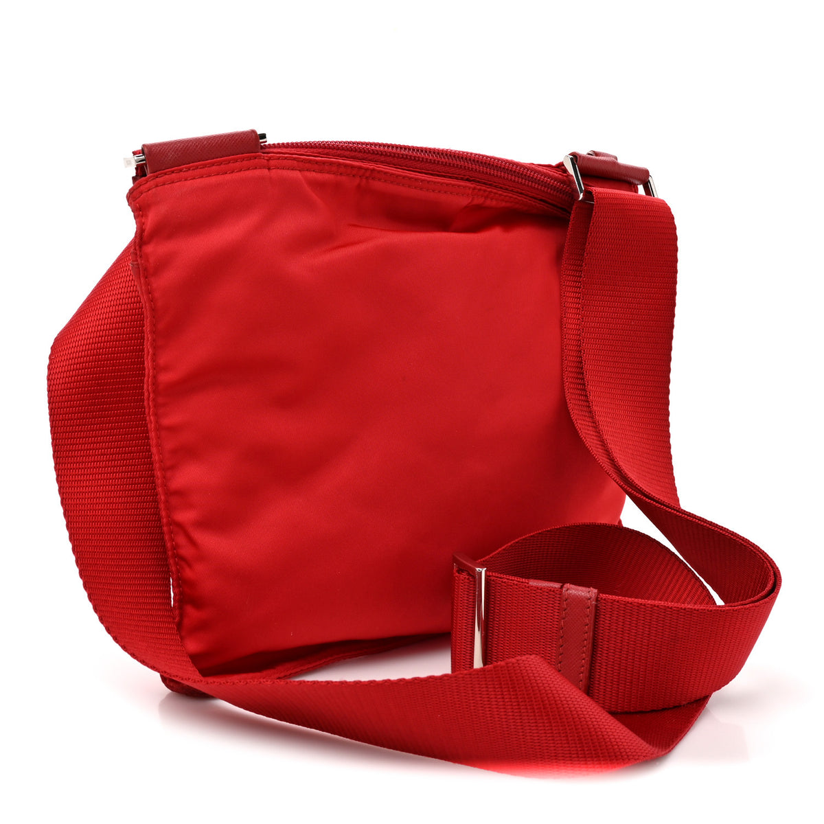 Nylon Vela Saffiano Flat Messenger Bag Rosso