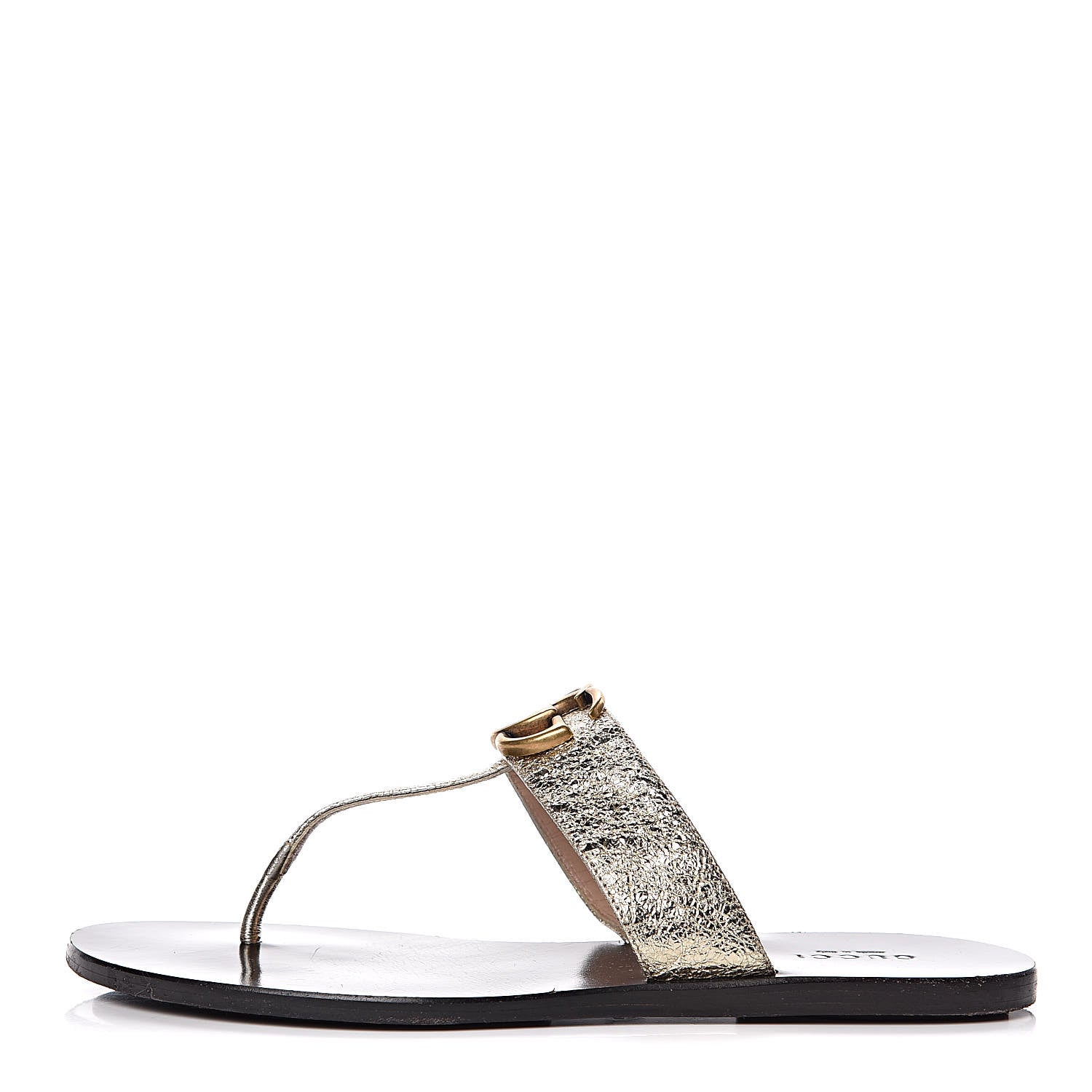 Gucci Nappa Silk Galassia GG Marmont Thong Flat Sandals 37 Platino 1 of 14