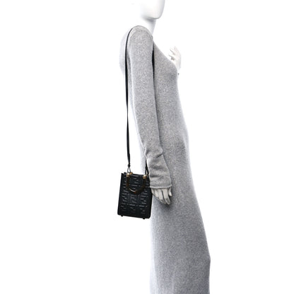 Fendi Vitello Plexiglass FF Embossed Mini Fendi Sunshine Shopper Tote Black 2 of 10
