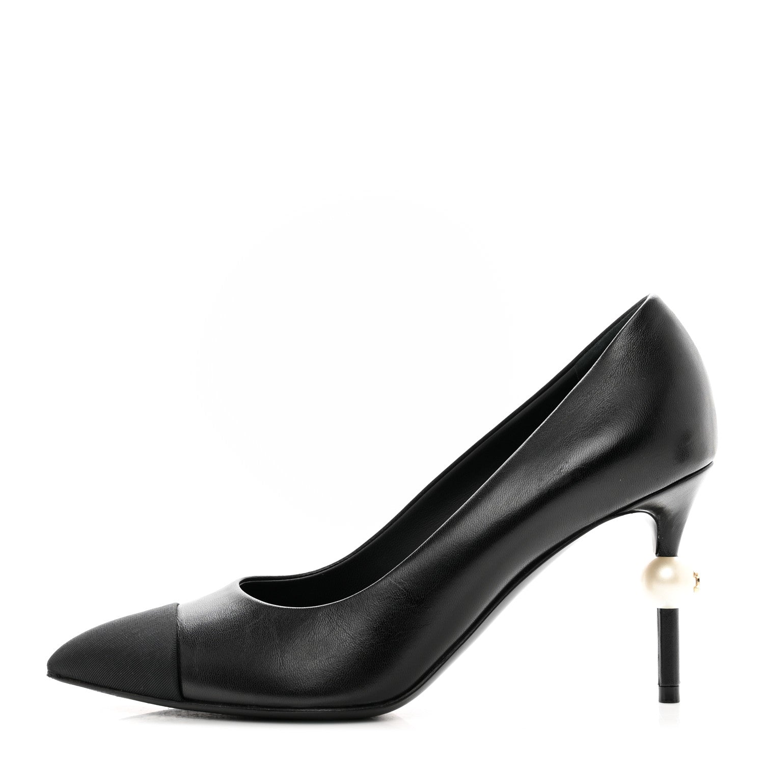 Chanel Grosgrain Cap Toe CC Pearl Pumps 37 Black 1 of 8