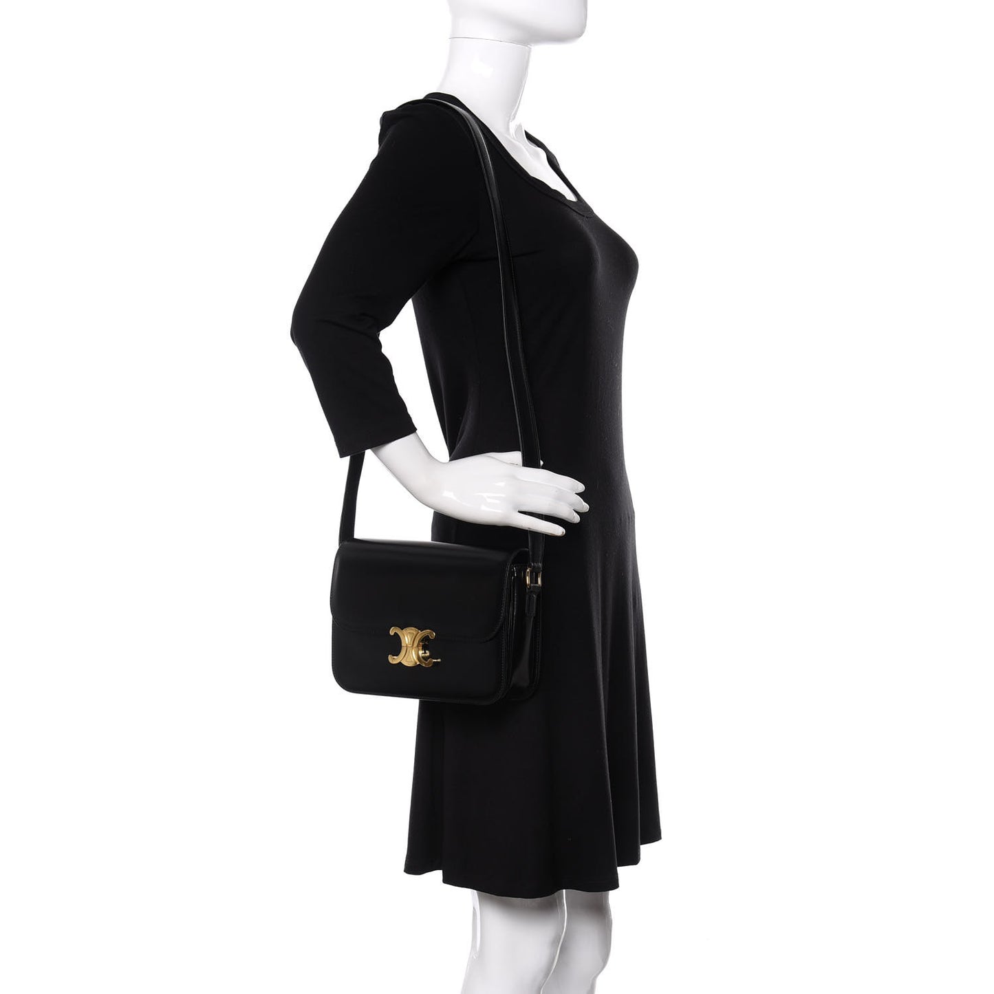 Shiny Calfskin Medium Triomphe Black