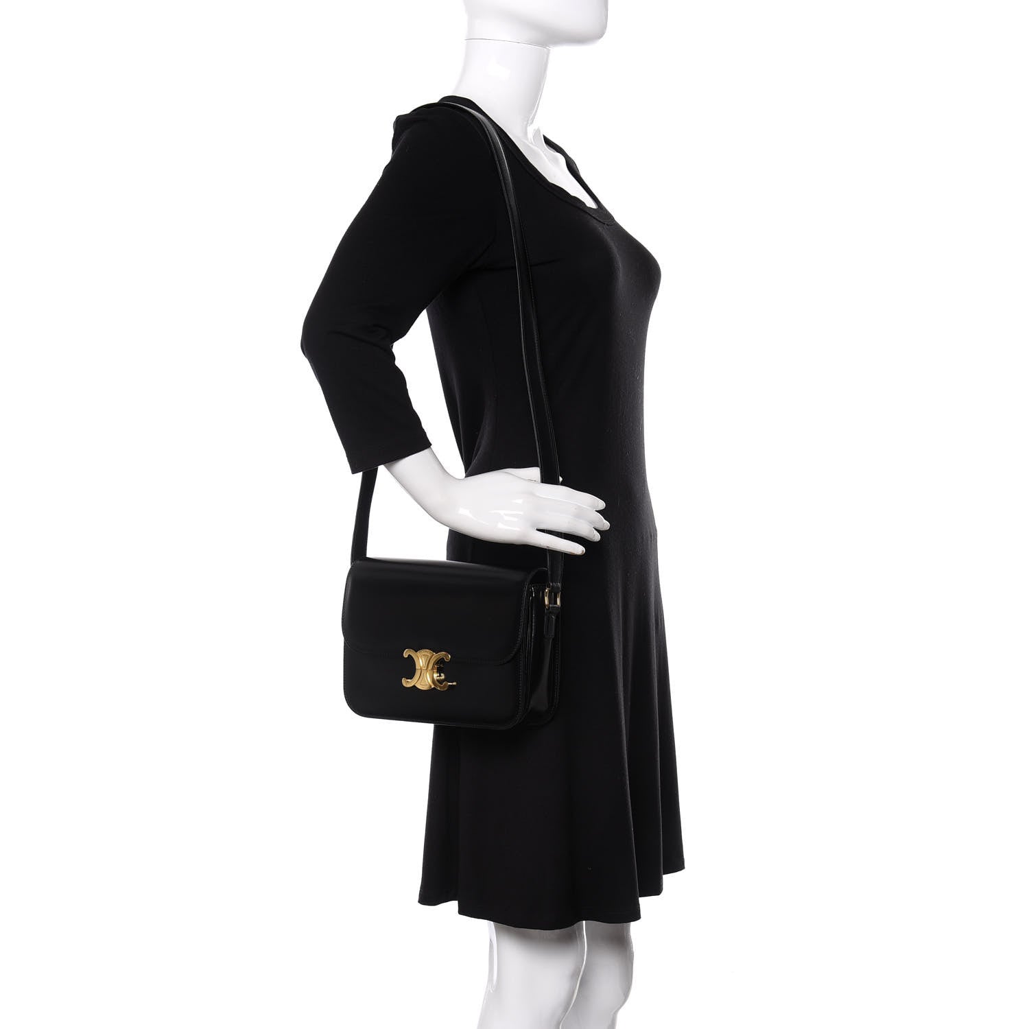Celine Shiny Calfskin Medium Triomphe Black 2 of 11