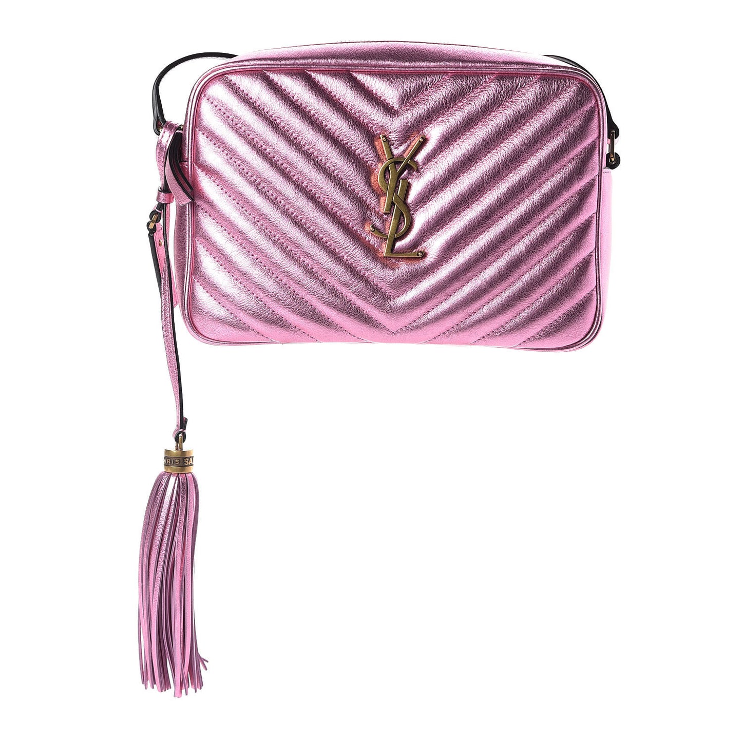 Metallic Calfskin Matelasse Monogram Lou Camera Bag Vegas Pink