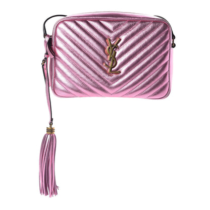 Saint Laurent Metallic Calfskin Matelasse Monogram Lou Camera Bag Vegas Pink 1 of 11