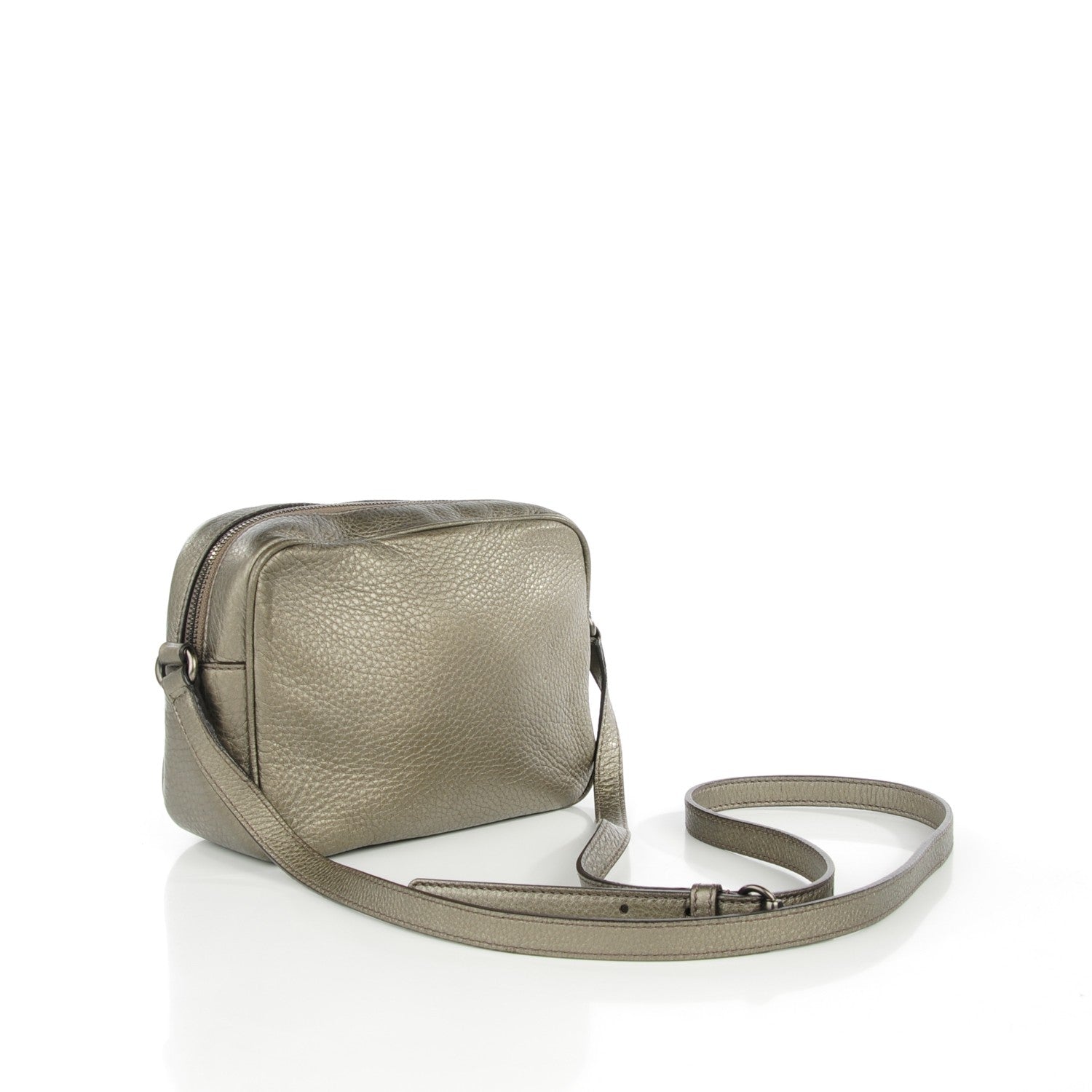 Gucci Metallic Pebbled Calfskin Small Soho Disco Bag Sasso 3 of 7