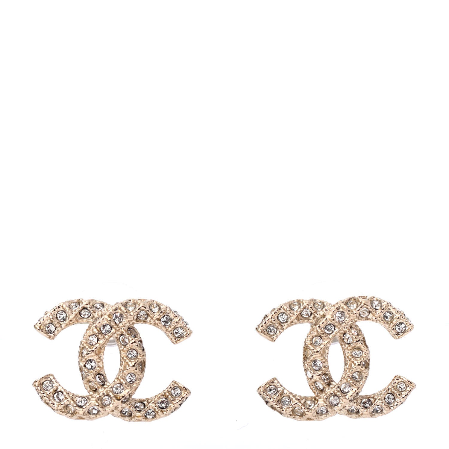 Chanel Crystal CC Earrings Light Gold 1 of 4