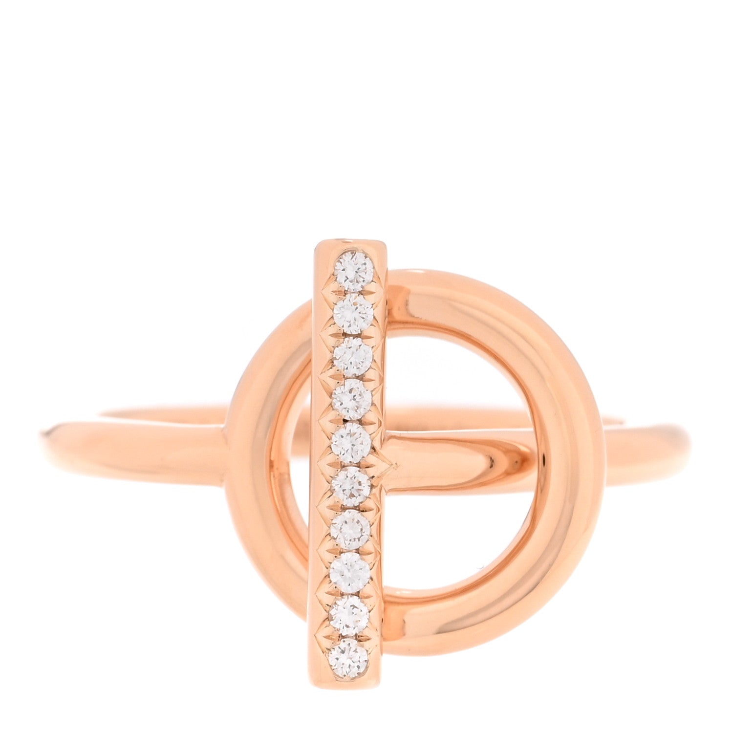 Hermes 18K Rose Gold Diamond PM Echappee Ring 53 6.5 1 of 5