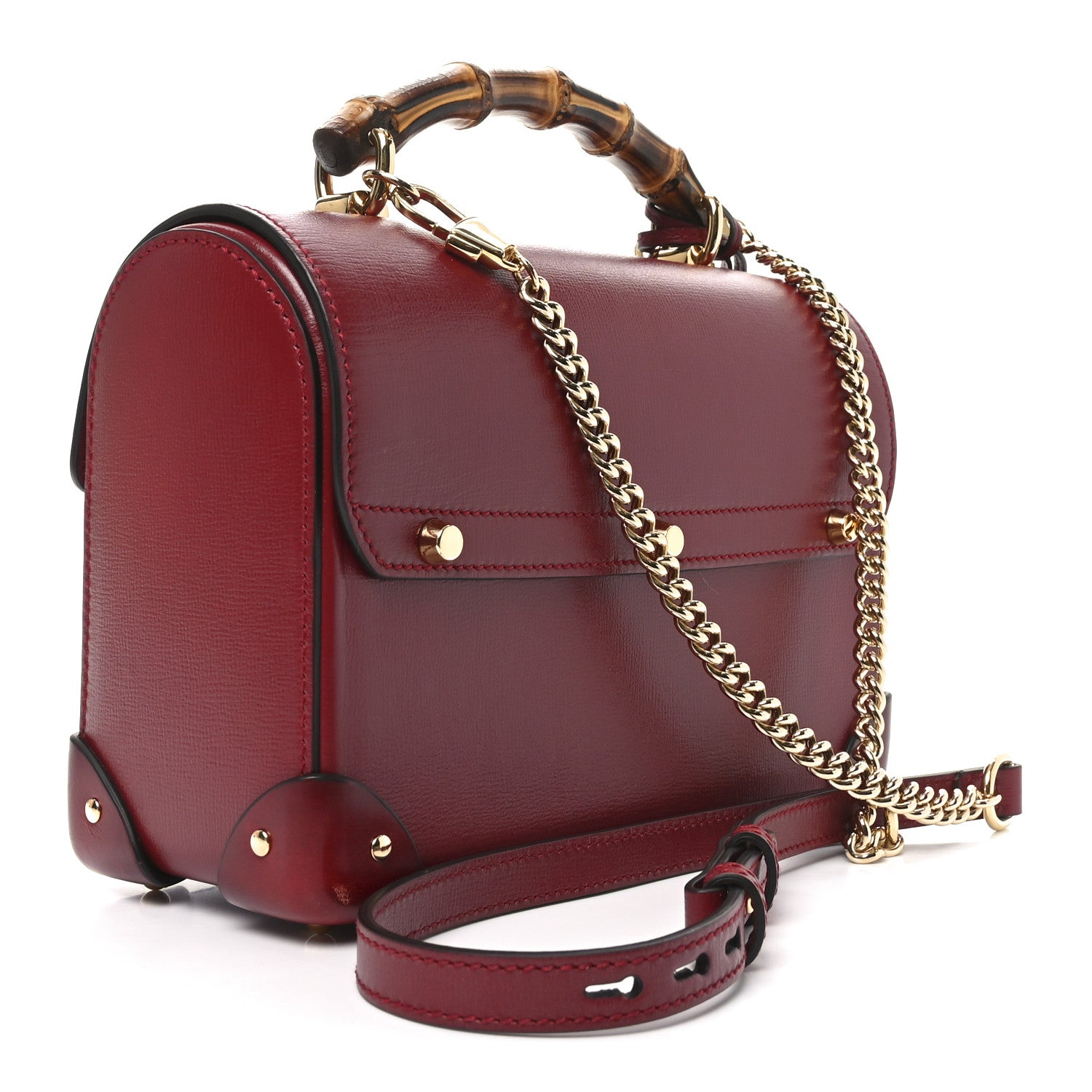 Gucci Azalea Calfskin Small Padlock Bamboo Shoulder Bag Romantic Cerise 3 of 11