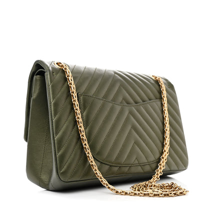 Chanel Metallic Calfskin Chevron Quilted 2.55 Reissue 226 Flap Green 3 of 11