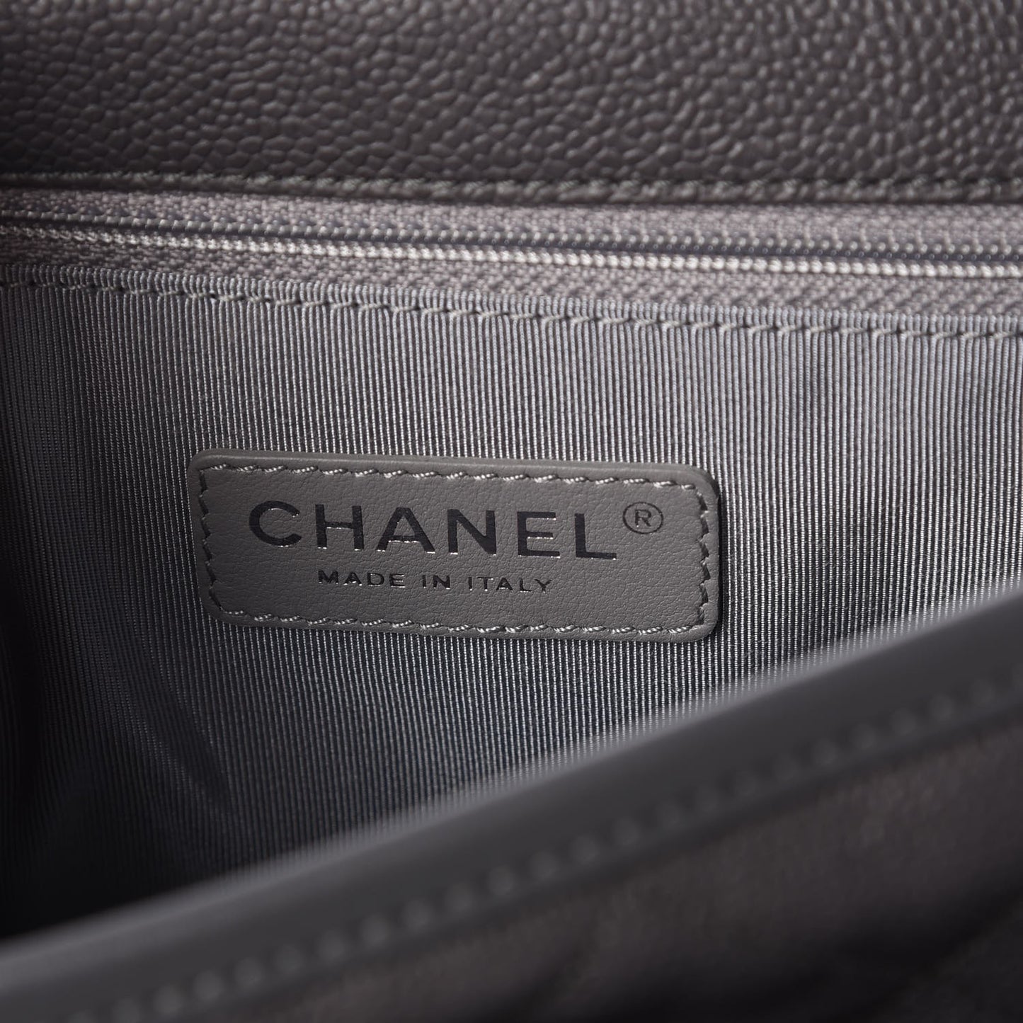 Caviar Quilted Large French Riviera Flap Dark Grey