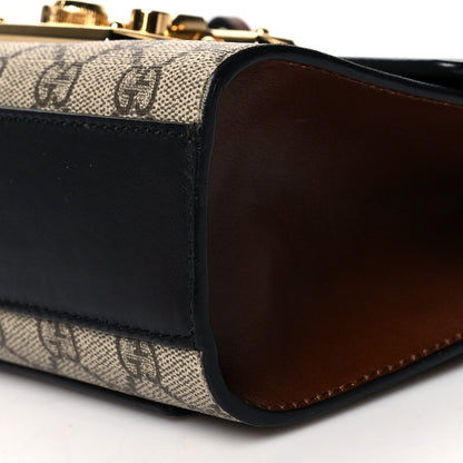 Gucci GG Supreme Monogram Calfskin Small Padlock Shoulder Bag Beige Black Cuir 10 of 17