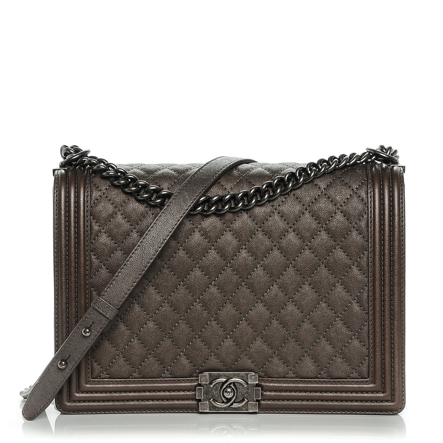 Chanel Calfskin Quilted Large Boy Flap Grey 1 of 7