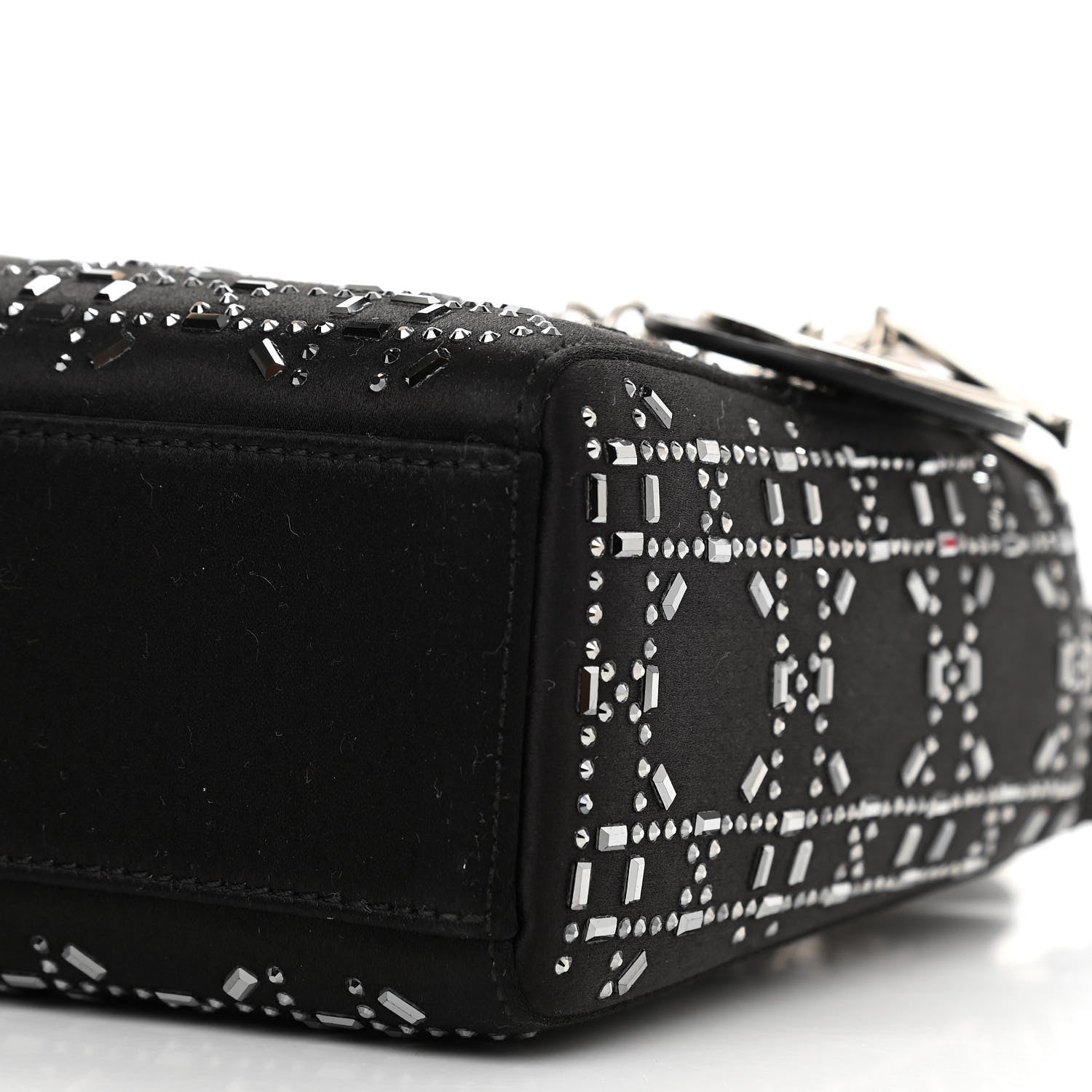 Christian Dior Satin Crystal Cannage Mini Lady Dior Black 7 of 9