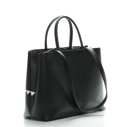 Fendi Vitello Elite Studded Monster Medium 2Jours Tote Black 3 of 8
