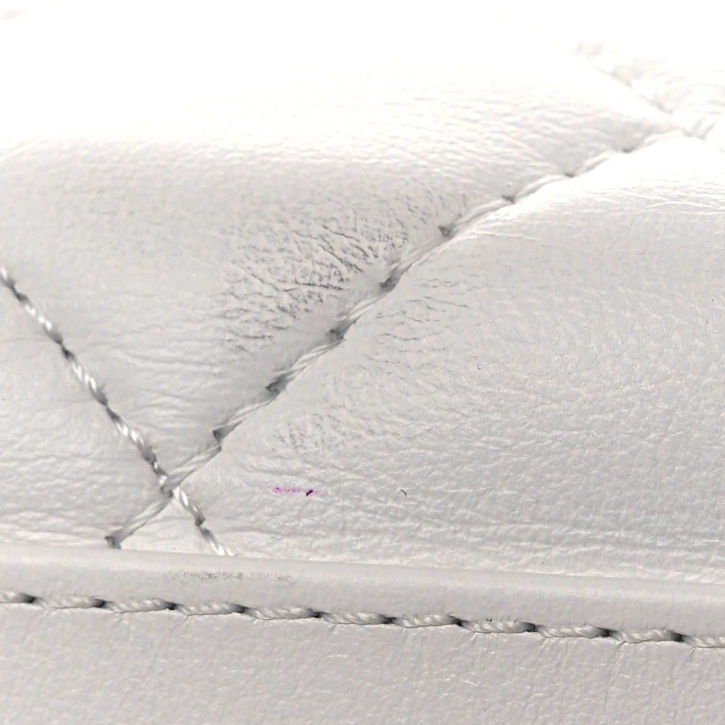 Calfskin Quilted Square Top Handle Vanity Case White