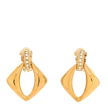 Saint Laurent Metal Crystal Radiating Sun Clip On Earrings Gold 1 of 4