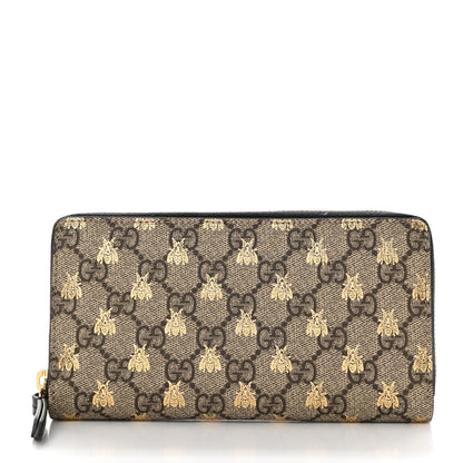 Gucci GG Supreme Monogram Bees Zip Around Wallet 1 of 13